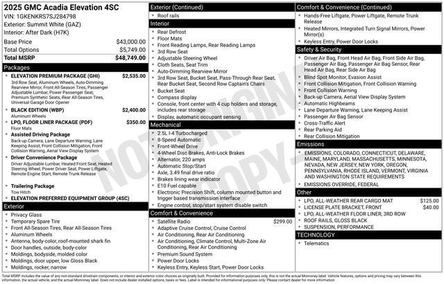 2025 GMC Acadia Elevation