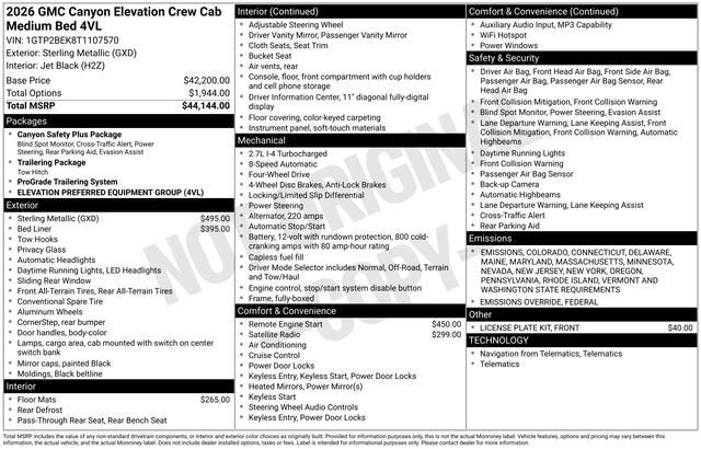 2026 GMC Canyon Elevation