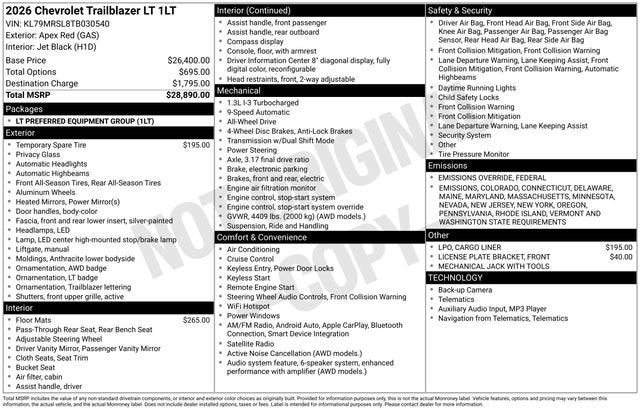 2026 Chevrolet Trailblazer LT